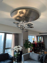 Modern Mercury Pebble LED Ceiling Lamp Sculptural Chrome Flush Mount Light Fixture