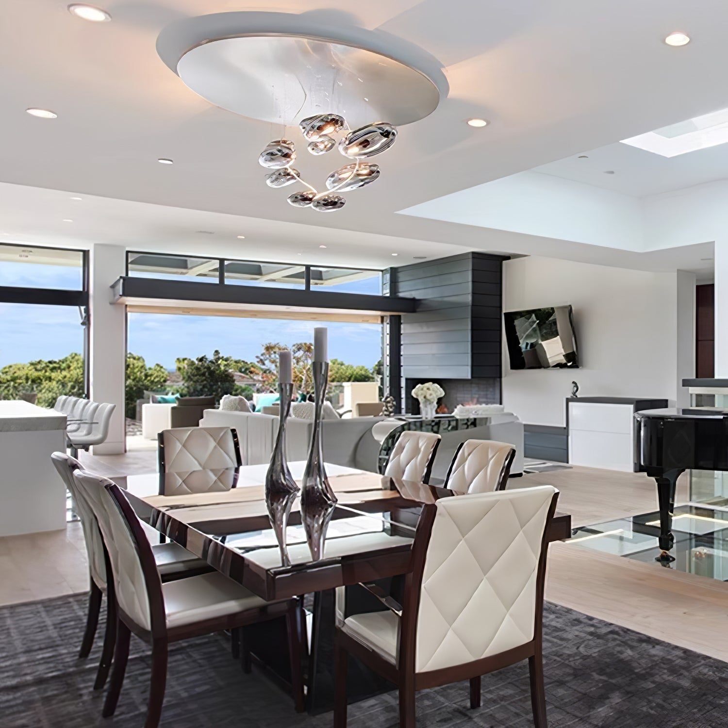 Modern Mercury Pebble LED Ceiling Lamp Sculptural Chrome Flush Mount Light Fixture