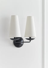 elegant-mid-century-brass-wall-sconce-with-conical-fabric-shade-for-bedroom-and-hallway