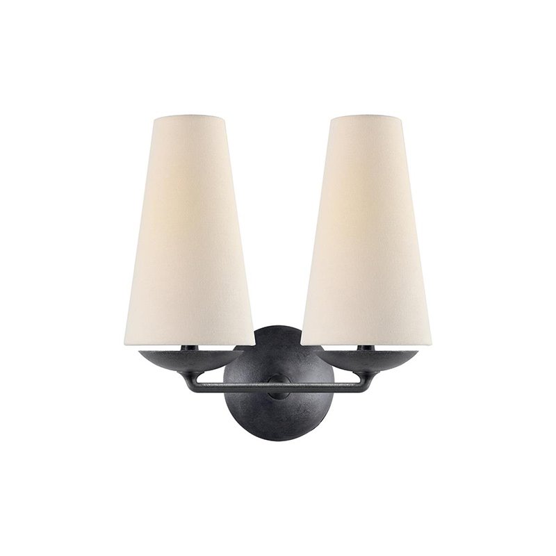 elegant-mid-century-brass-wall-sconce-with-conical-fabric-shade-for-bedroom-and-hallway