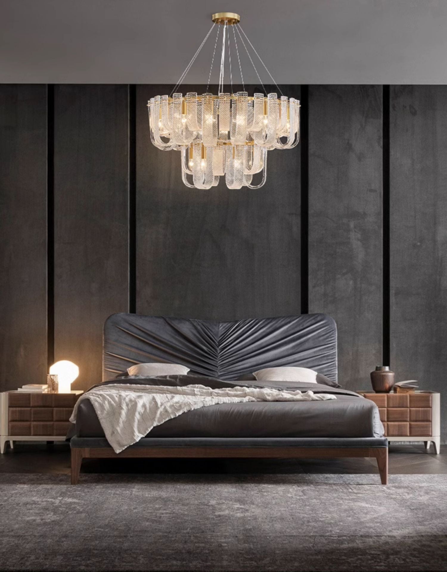 modern-brass-mesh-glass-chandelier-elegant-hand-blown-hanging-pendant-light-fixture