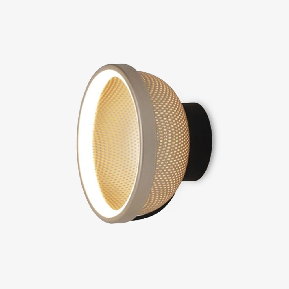 modern-perforated-mesh-led-wall-sconce-and-yellow-ceiling-flush-mount-light-for-indoor-use