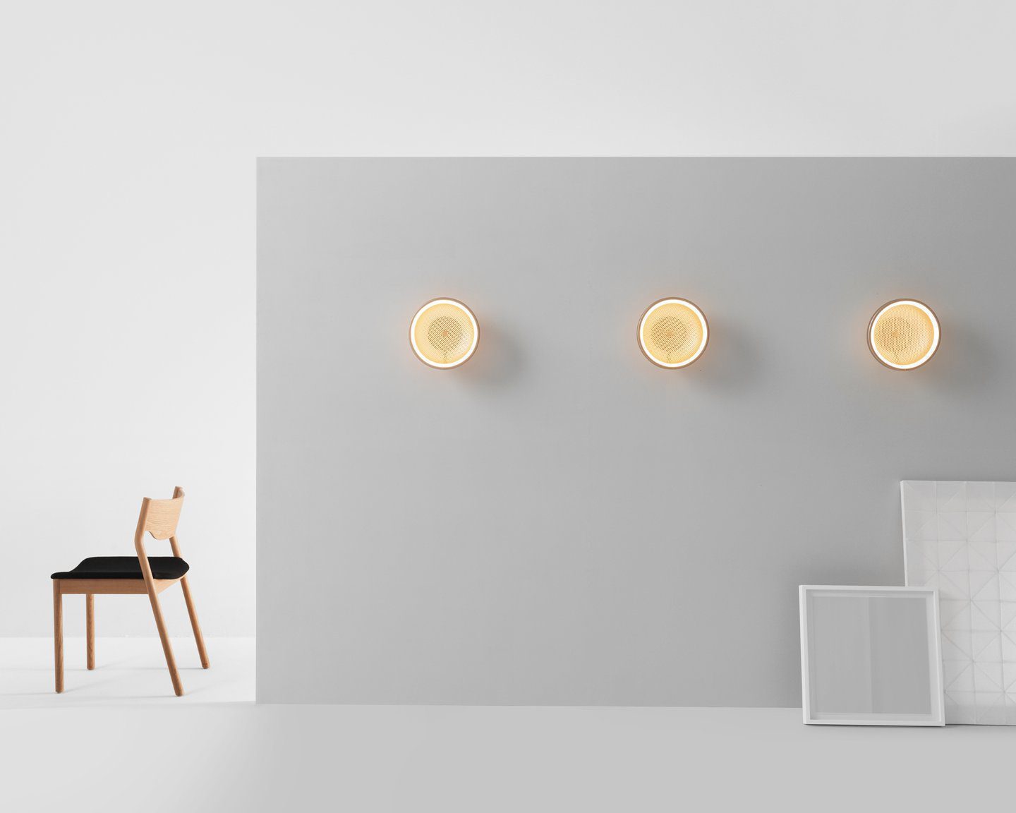 modern-perforated-mesh-led-wall-sconce-and-yellow-ceiling-flush-mount-light-for-indoor-use