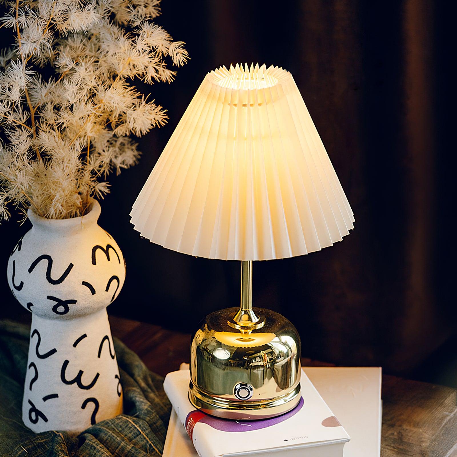 Vintage Antique Brass Rechargeable LED Table Lamp Cordless Accent Light for Restaurant and Home Decor