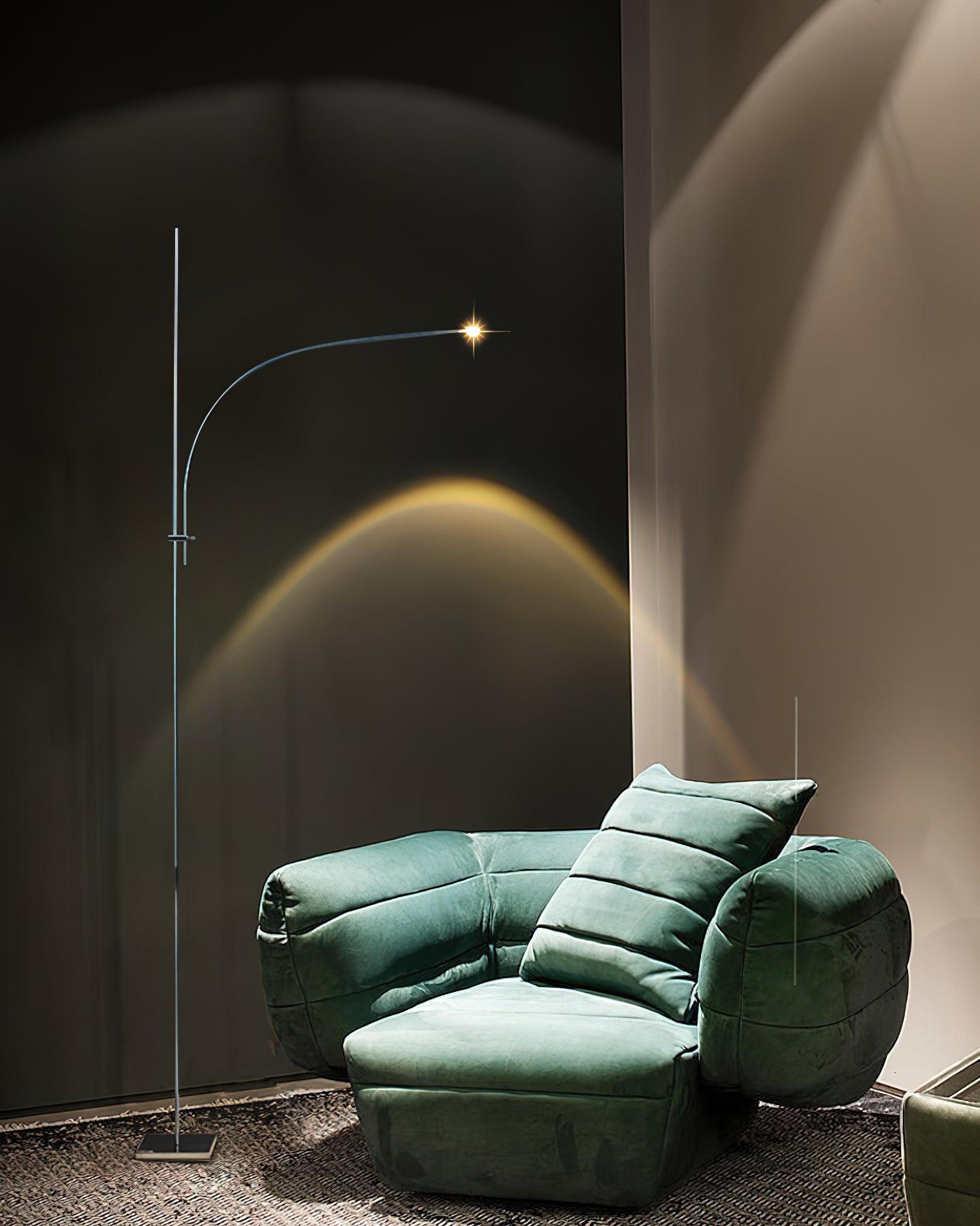 Modern Linear Chrome Metal Floor Lamp Graceful LED Standing Light