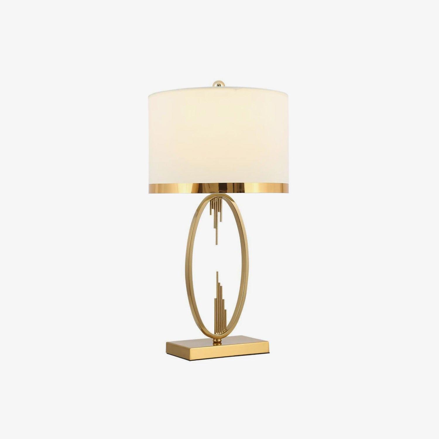 Modern Copper Metal Table Lamp with White Linen Shade for Bedroom and Office
