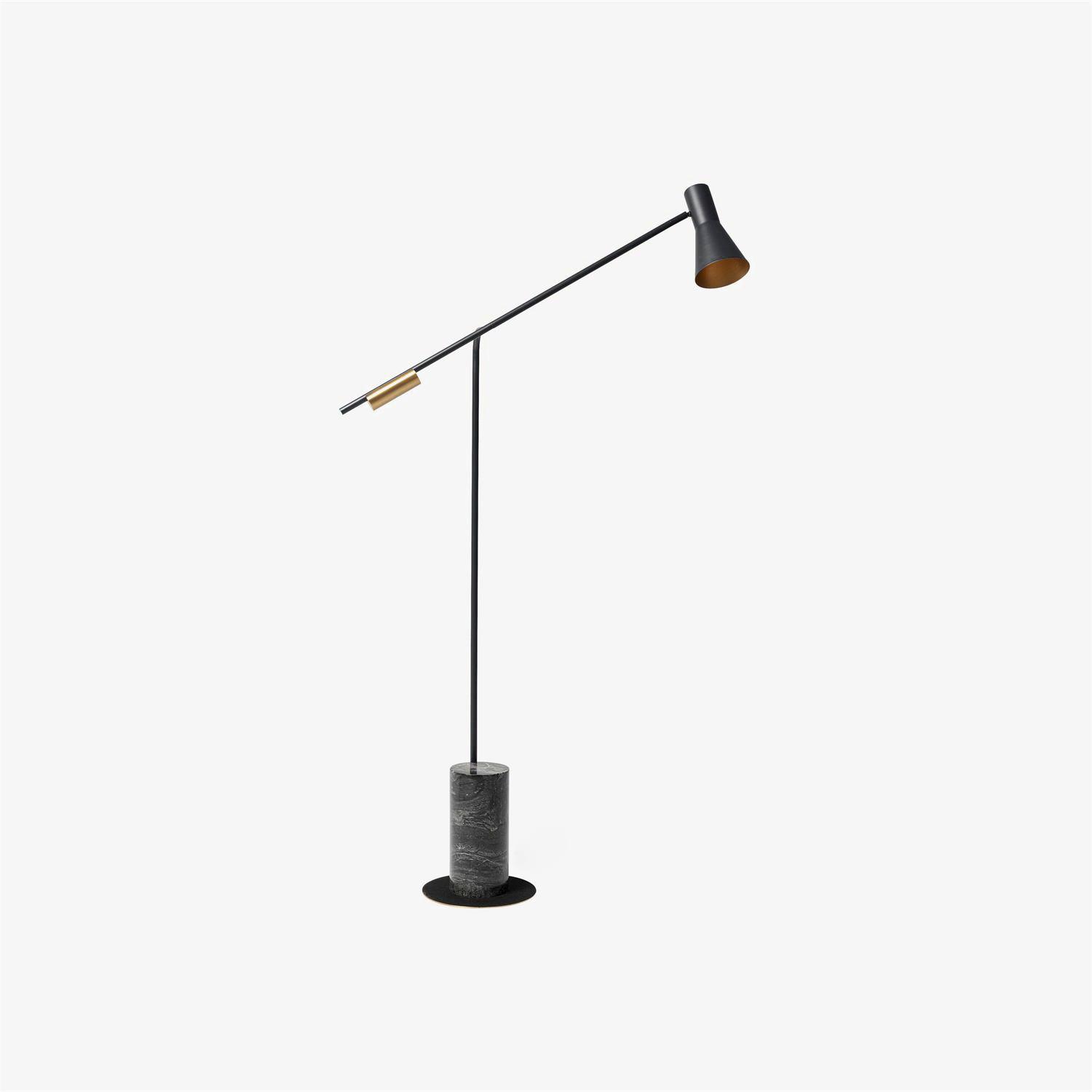 Modern Metro Torchiere Metal Floor Lamp with Marble Base and Minimalist Scandinavian Design