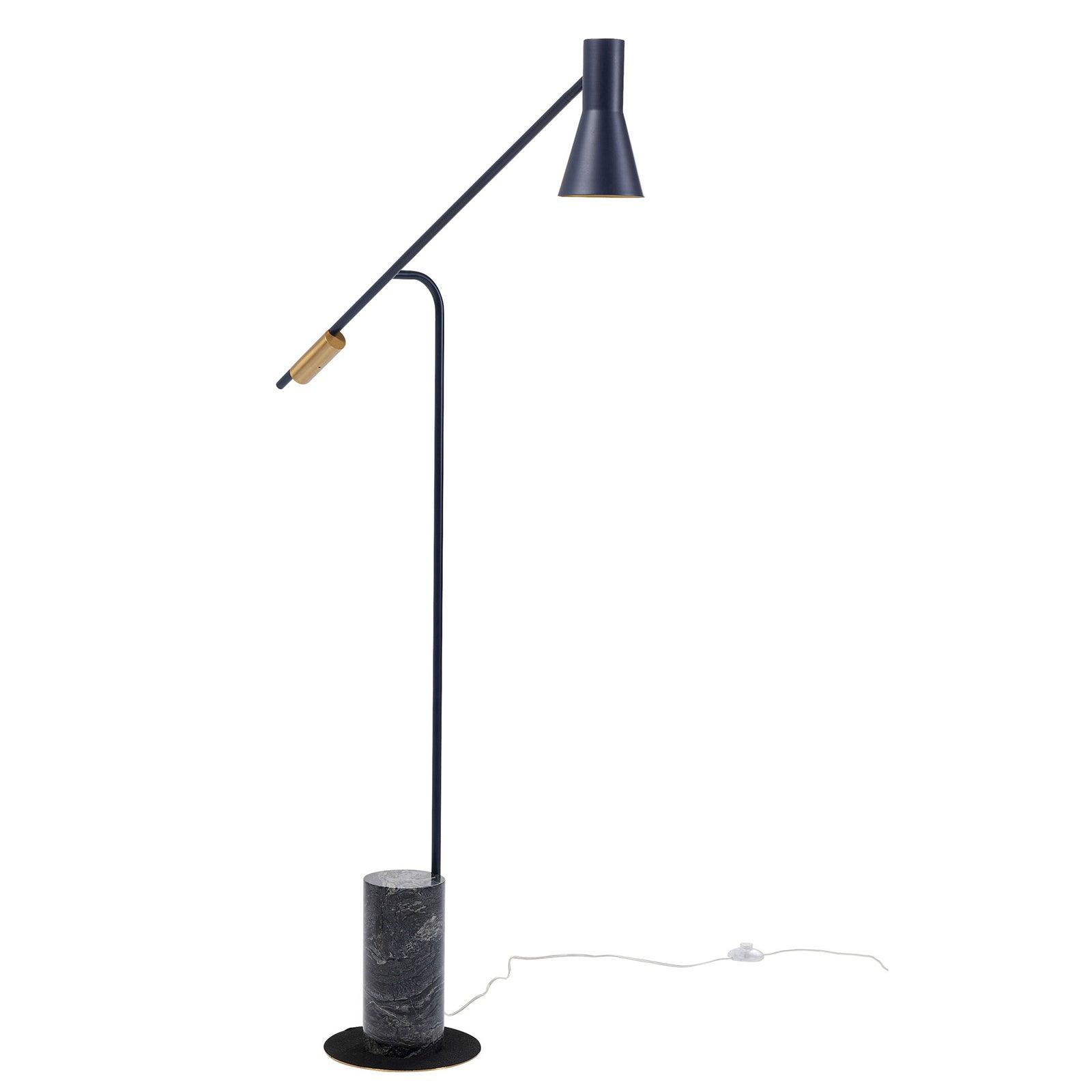 Modern Metro Torchiere Metal Floor Lamp with Marble Base and Minimalist Scandinavian Design