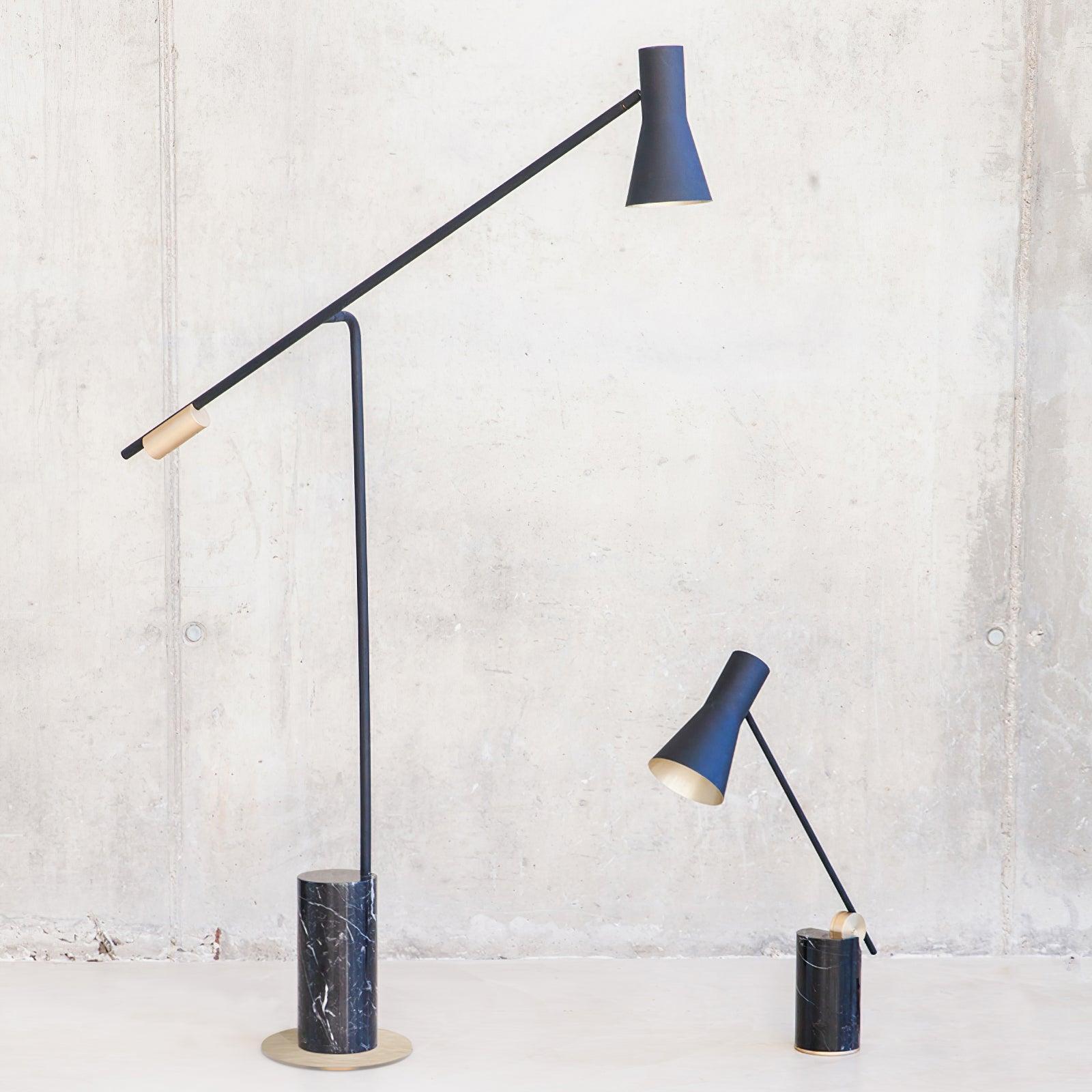 Modern Metro Torchiere Metal Floor Lamp with Marble Base and Minimalist Scandinavian Design
