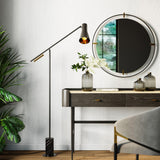 Modern Metro Torchiere Metal Floor Lamp with Marble Base and Minimalist Scandinavian Design