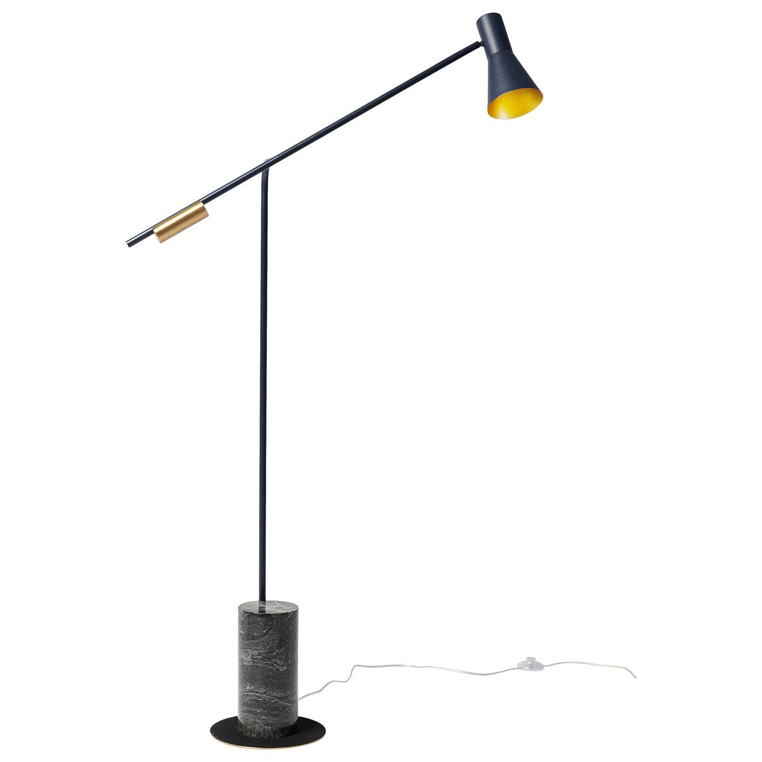 Modern Metro Torchiere Metal Floor Lamp with Marble Base and Minimalist Scandinavian Design