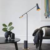 Modern Metro Torchiere Metal Floor Lamp with Marble Base and Minimalist Scandinavian Design