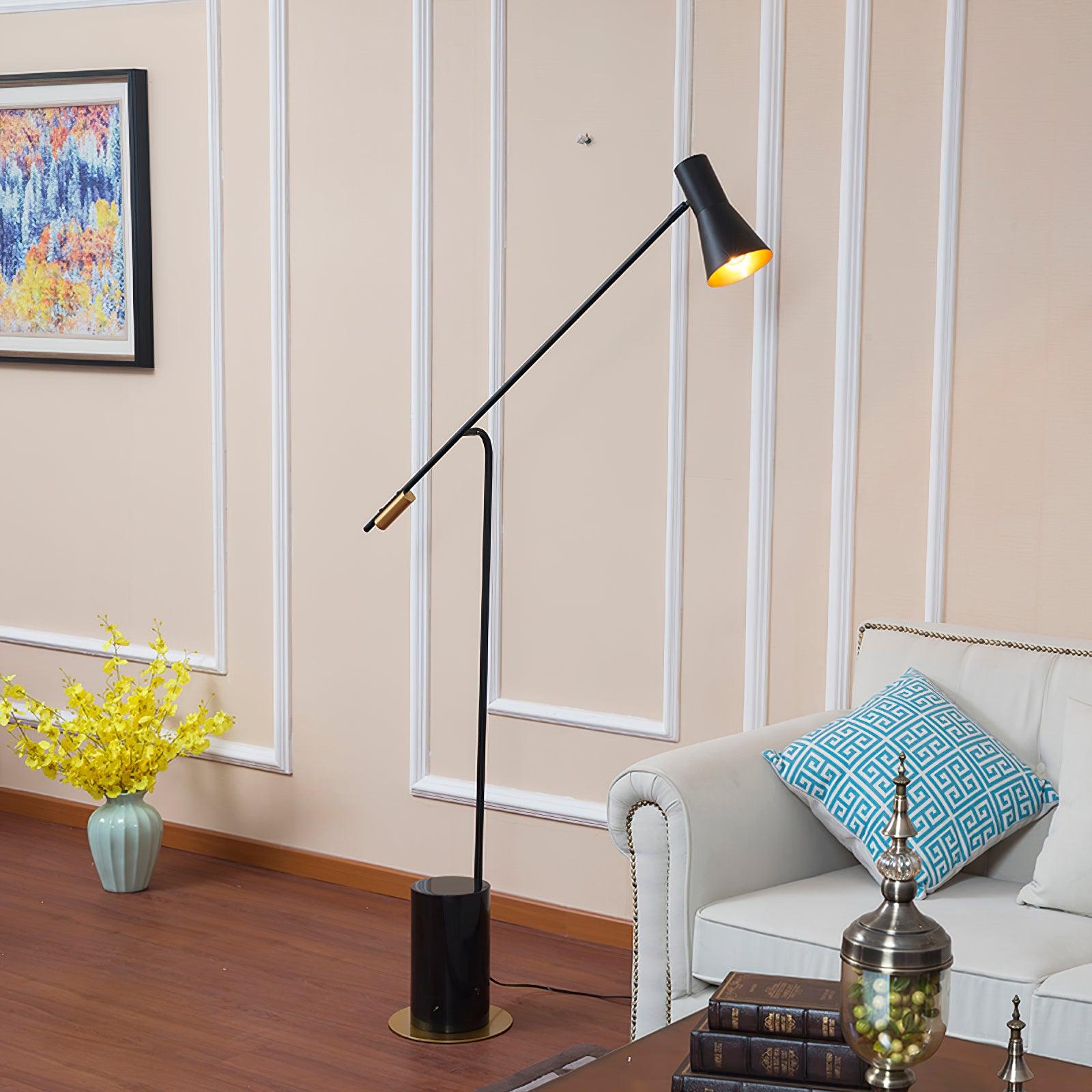Modern Metro Torchiere Metal Floor Lamp with Marble Base and Minimalist Scandinavian Design