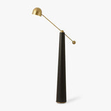 Modern Metronome Standing Floor Lamp with Handmade Leather Accents and Gold Metal Finish