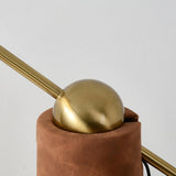 Modern Metronome Standing Floor Lamp with Handmade Leather Accents and Gold Metal Finish