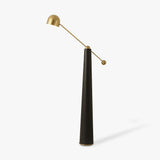 Modern Metronome Standing Floor Lamp with Handmade Leather Accents and Gold Metal Finish