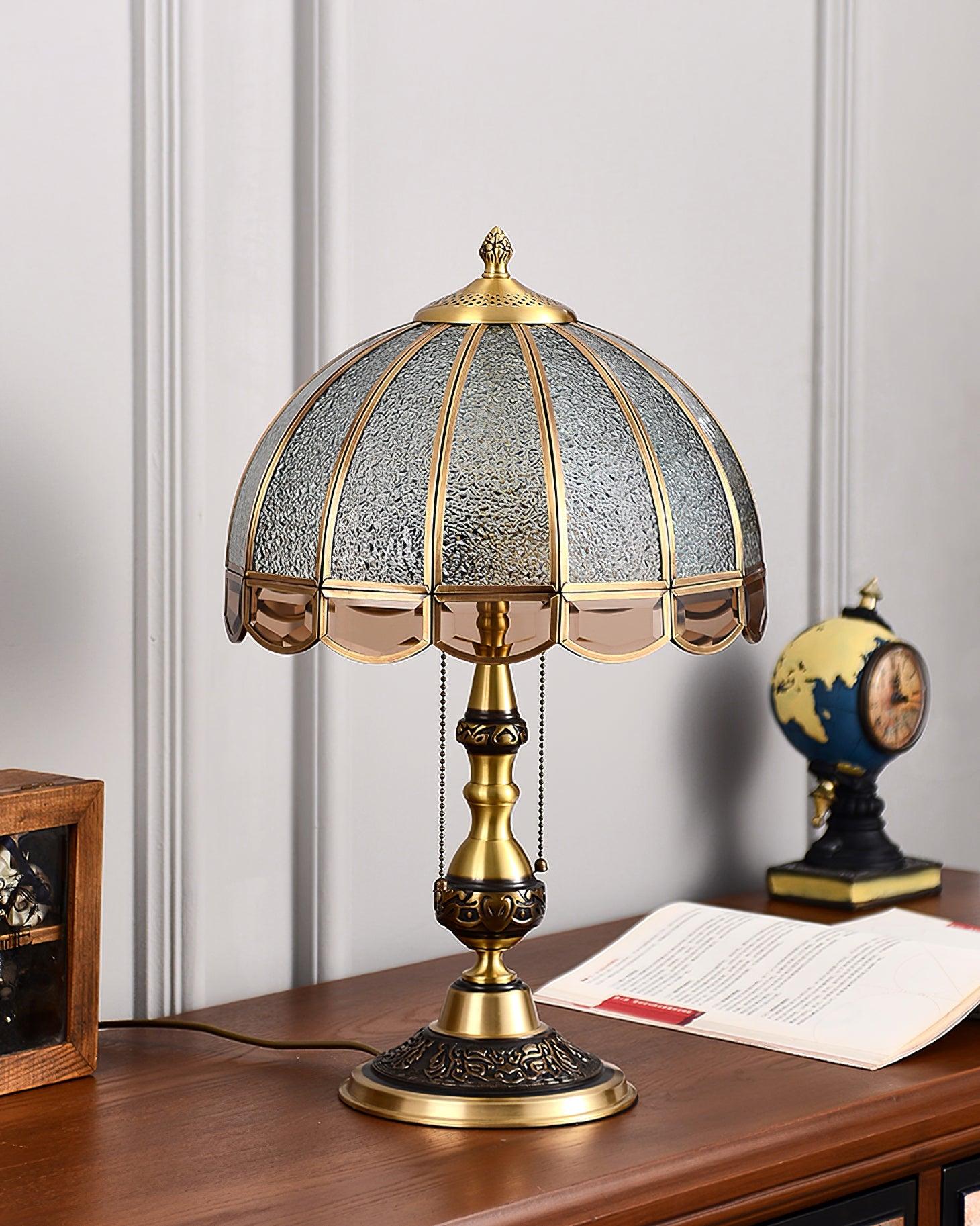 Modern Brass Gold Task Table Lamp with Matte Glass Globe for Luxury Office and Bedroom