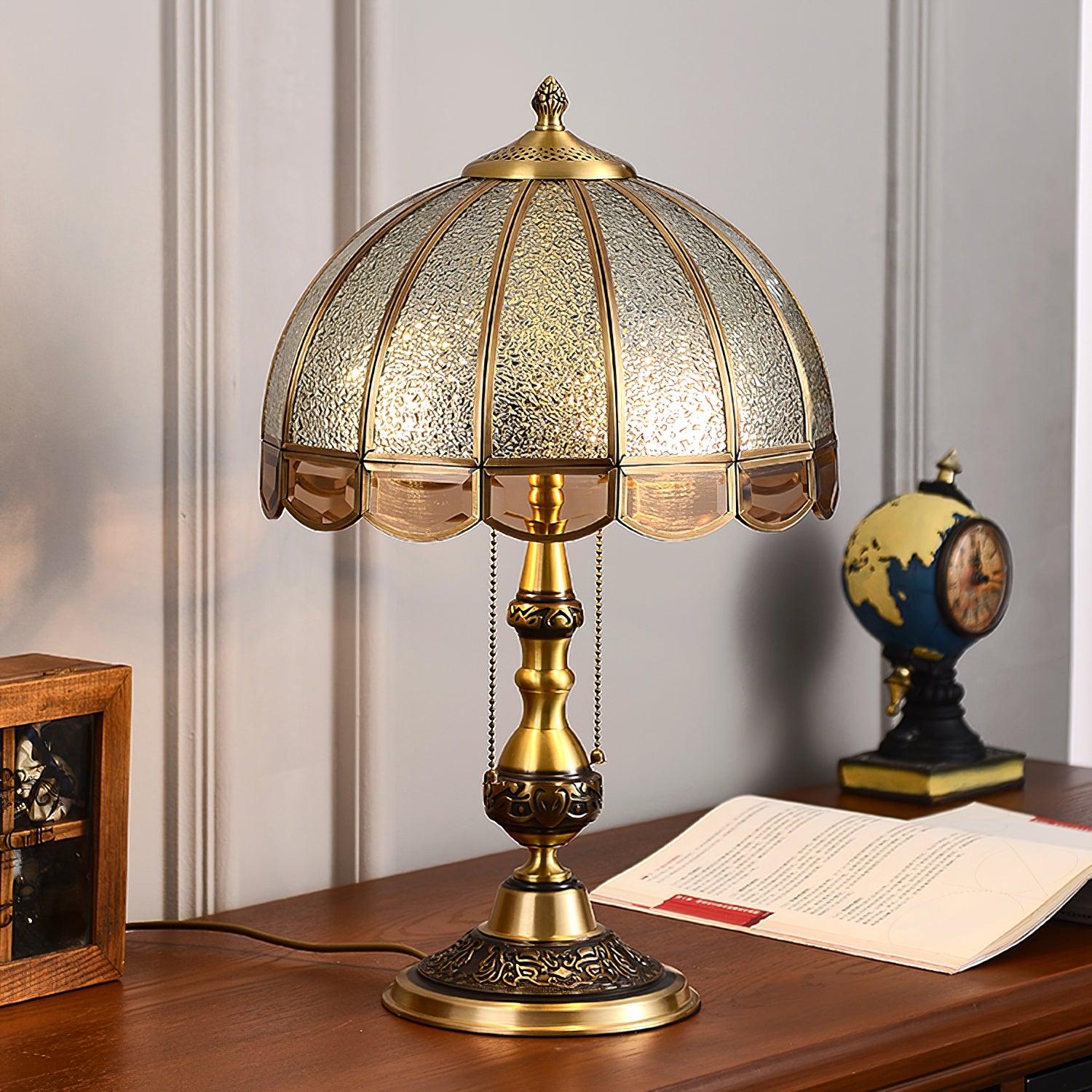 Modern Brass Gold Task Table Lamp with Matte Glass Globe for Luxury Office and Bedroom