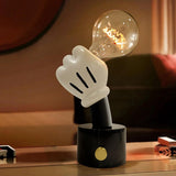 Modern Sculptural Hand Table Lamp with Marble Base and Glass Shade for Bedside