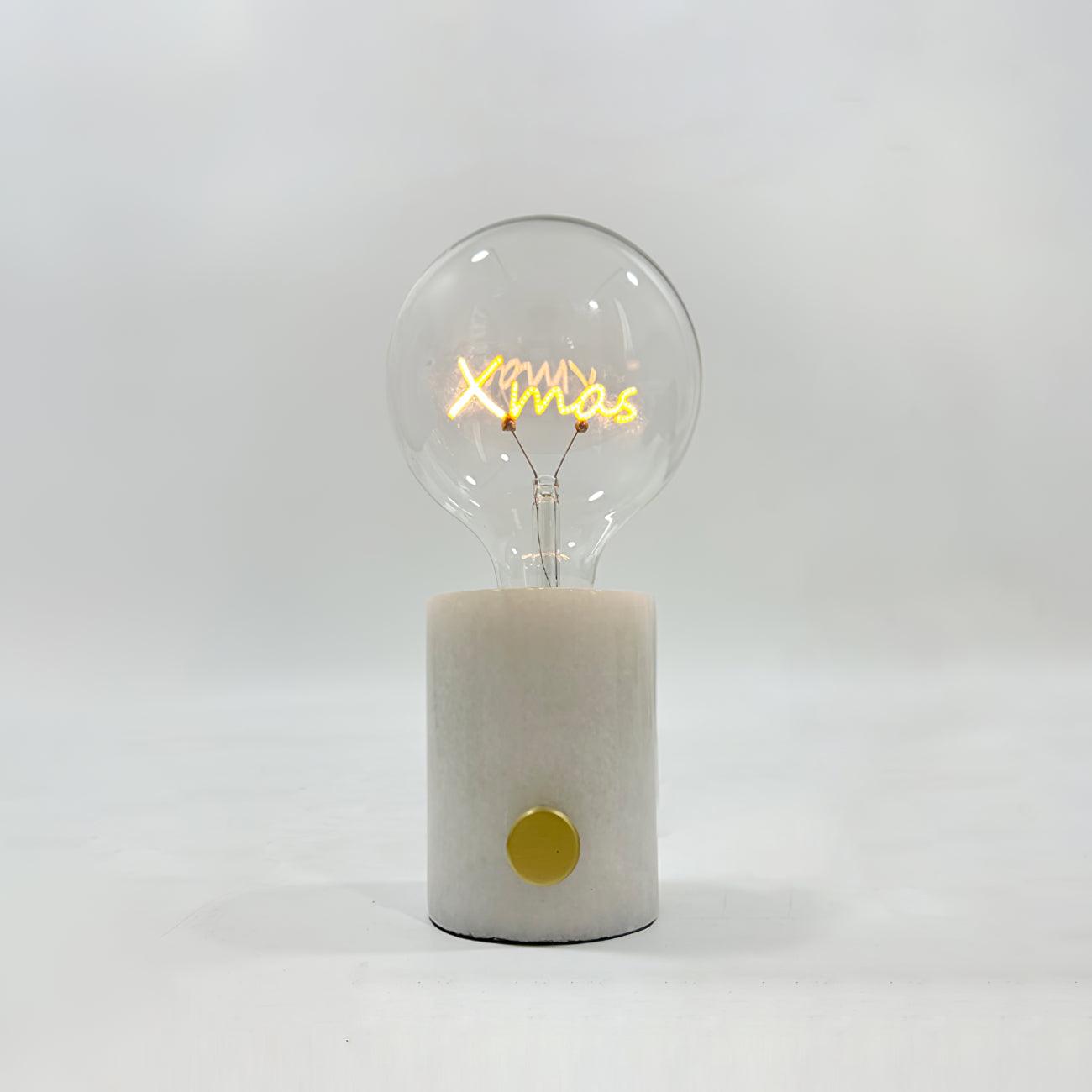 Modern Sculptural Hand Table Lamp with Marble Base and Glass Shade for Bedside