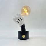 Modern Sculptural Hand Table Lamp with Marble Base and Glass Shade for Bedside