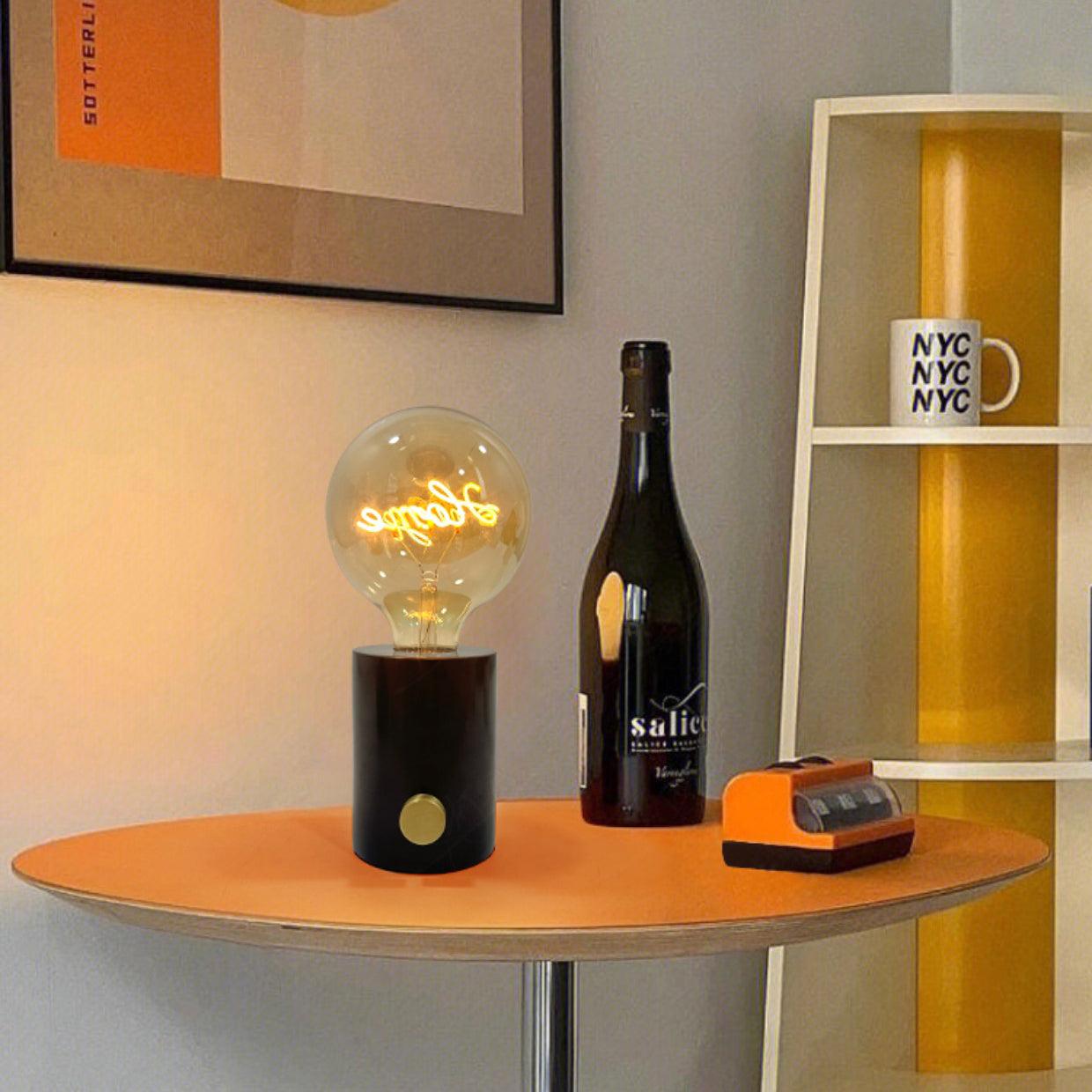 Modern Sculptural Hand Table Lamp with Marble Base and Glass Shade for Bedside
