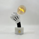 Modern Sculptural Hand Table Lamp with Marble Base and Glass Shade for Bedside