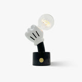 Modern Sculptural Hand Table Lamp with Marble Base and Glass Shade for Bedside