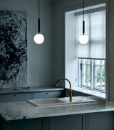 Modern Glass Sphere Pendant Light Nordic Mouth Blown Hanging Lamp for Dining Room and Kitchen