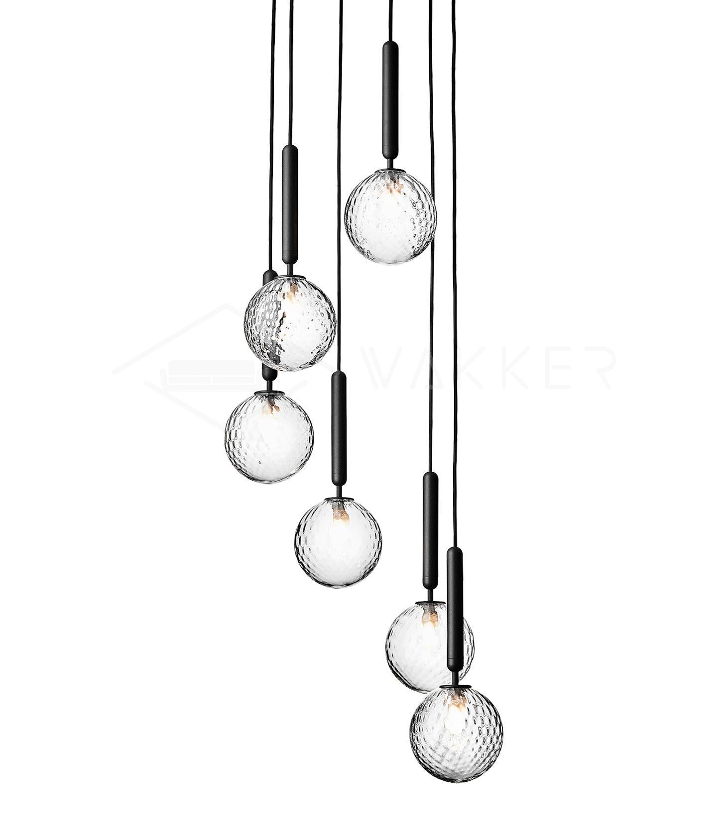 Modern Glass Sphere Pendant Light Nordic Mouth Blown Hanging Lamp for Dining Room and Kitchen