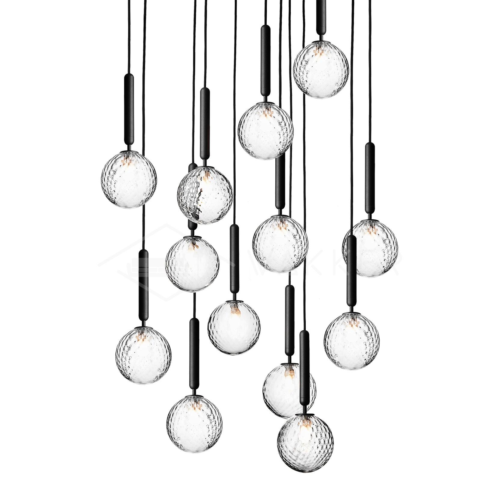 Modern Glass Sphere Pendant Light Nordic Mouth Blown Hanging Lamp for Dining Room and Kitchen