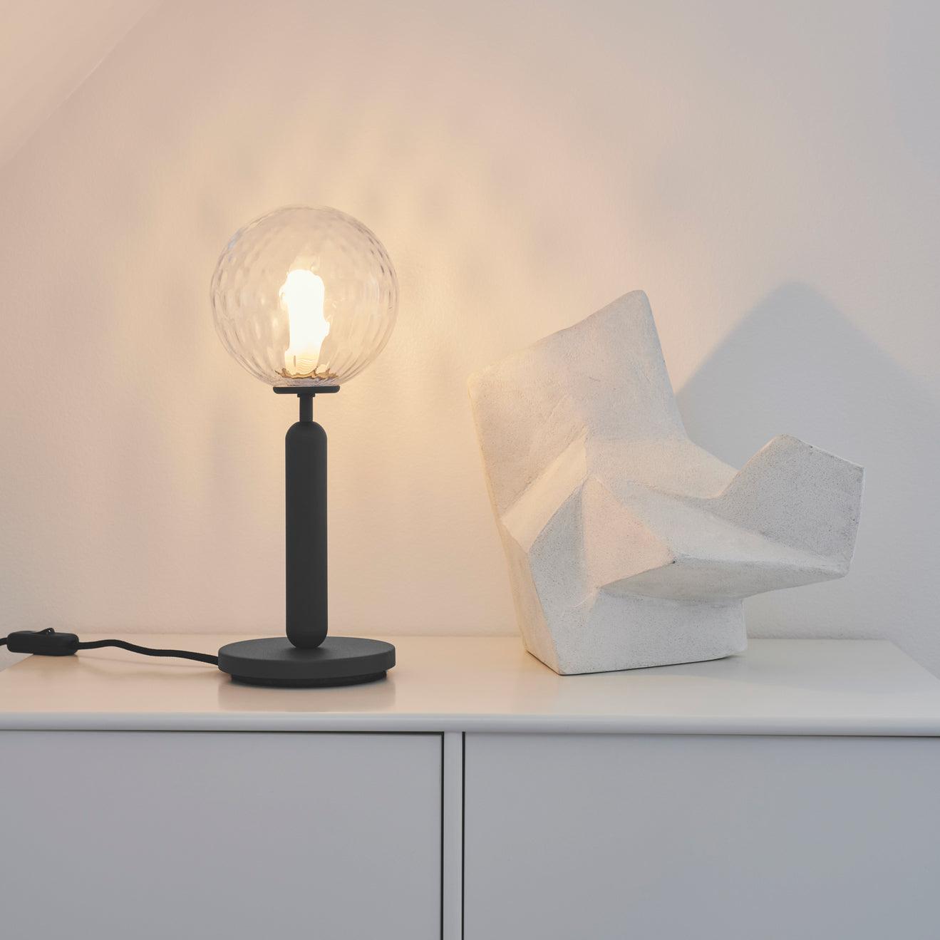 Scandinavian Hand Blown Glass Table Lamp Minimalist Elegant Desk Light for Home Decor