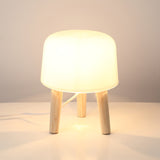 Modern Borosilicate Glass Globe Table Lamp with Solid Wood Tripod Base