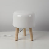 Modern Borosilicate Glass Globe Table Lamp with Solid Wood Tripod Base