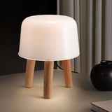 Modern Borosilicate Glass Globe Table Lamp with Solid Wood Tripod Base