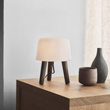 Modern Borosilicate Glass Globe Table Lamp with Solid Wood Tripod Base