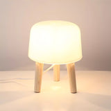 Modern Borosilicate Glass Globe Table Lamp with Solid Wood Tripod Base