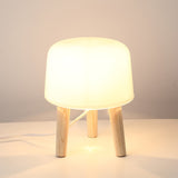 Modern Borosilicate Glass Globe Table Lamp with Solid Wood Tripod Base