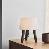 Modern Borosilicate Glass Globe Table Lamp with Solid Wood Tripod Base