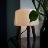 Modern Borosilicate Glass Globe Table Lamp with Solid Wood Tripod Base