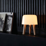 Modern Borosilicate Glass Globe Table Lamp with Solid Wood Tripod Base