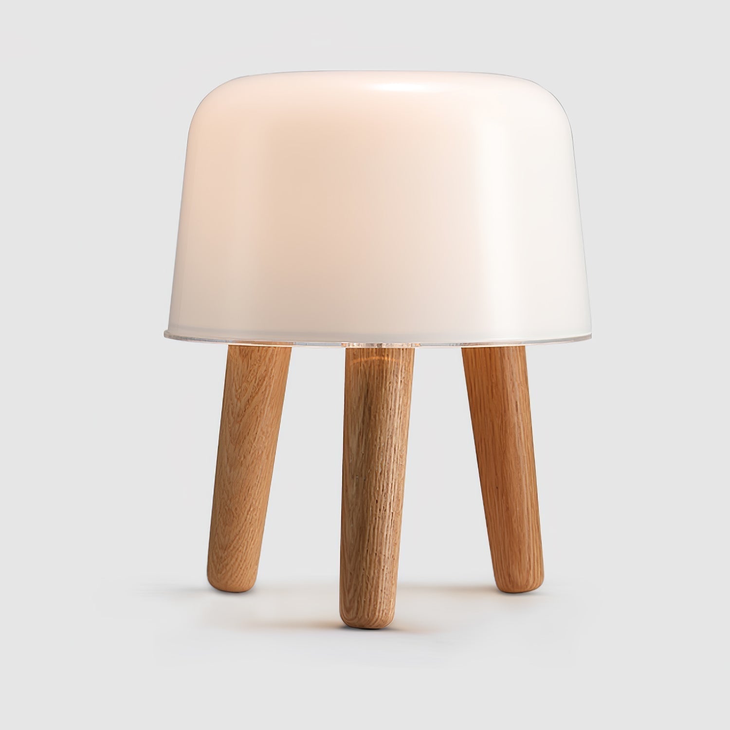 Modern Borosilicate Glass Globe Table Lamp with Solid Wood Tripod Base