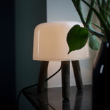 Modern Borosilicate Glass Globe Table Lamp with Solid Wood Tripod Base