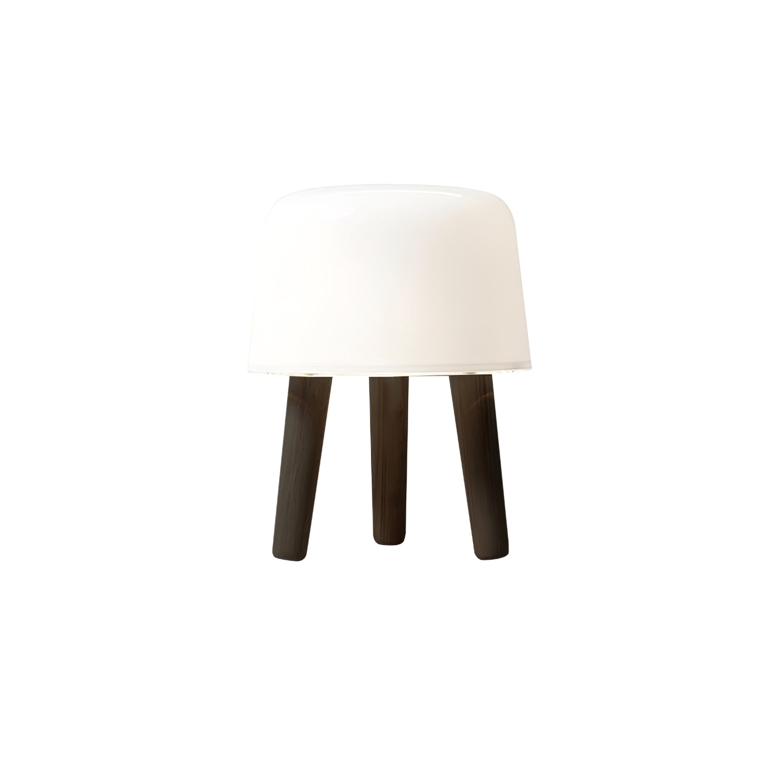 Modern Borosilicate Glass Globe Table Lamp with Solid Wood Tripod Base