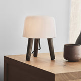 Modern Borosilicate Glass Globe Table Lamp with Solid Wood Tripod Base