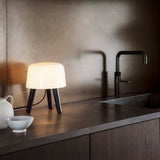 Modern Borosilicate Glass Globe Table Lamp with Solid Wood Tripod Base