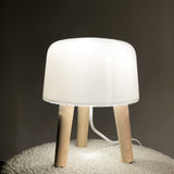Modern Borosilicate Glass Globe Table Lamp with Solid Wood Tripod Base
