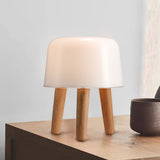 Modern Borosilicate Glass Globe Table Lamp with Solid Wood Tripod Base
