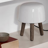 Modern Borosilicate Glass Globe Table Lamp with Solid Wood Tripod Base