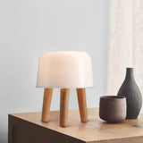 Modern Borosilicate Glass Globe Table Lamp with Solid Wood Tripod Base